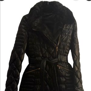 Via Spiga black puffer with fur collar